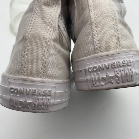Converse All Star High Top‎ Sneakers White Silver Script Lettering Shoes Size 7 - Picture 10 of 14
